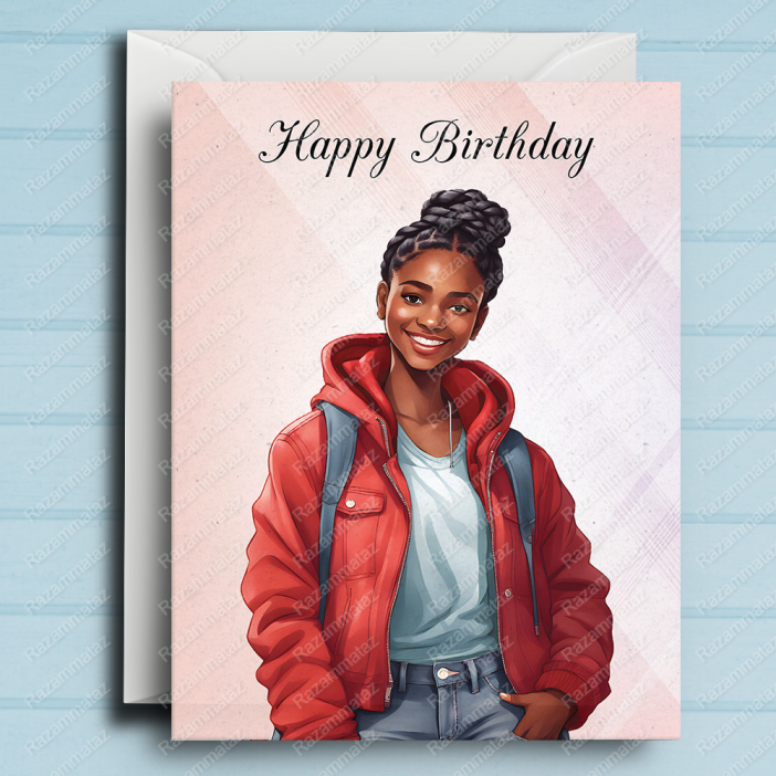 Black Girl Birthday Card Y